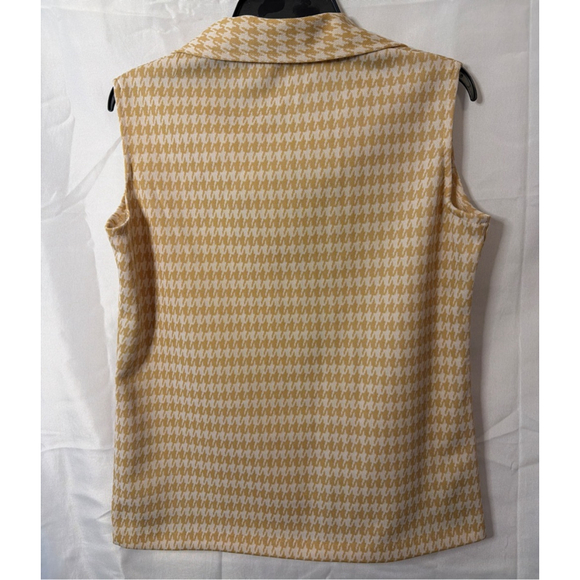 Vintage Handmade Women’s Button-down Vest 70’s Houndstooth Polyester Wide Collar - Picture 3 of 11